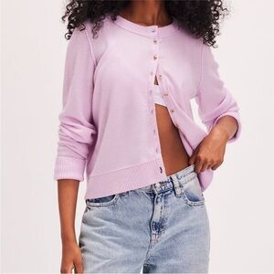 Free People Nocturnal Solid Cashmere & Wool Sweater Cardigan in Violet